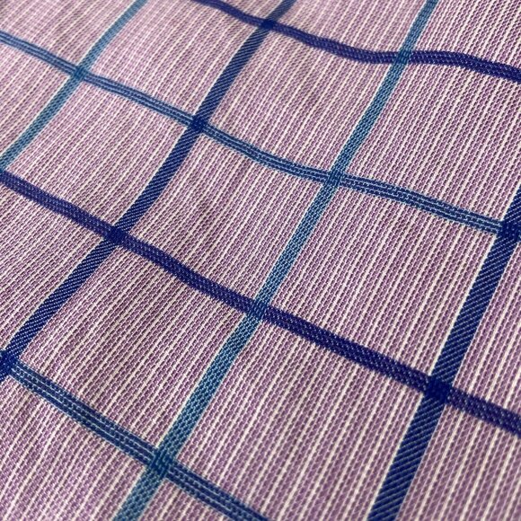 Duchamp London Shirt Mens 17 XL 43 Button Up Flip Cuff Purple Plaid Tailored Fit - Picture 7 of 16